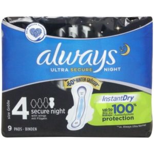 Always Ultra Secure Night Size 4 with Wings - 9 Pads