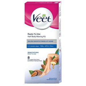 Veet Ready to use Half Body Wax Strips Almond Oil and Cornflower Scent - 8 Strips