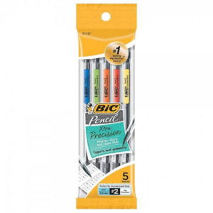 BIC Xtra-Precision Mechanical Pencil, Clear Barrel, Fine Point (0.5mm), 5-Count