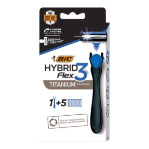 Bic Hybrid Flex Titanium 3 Blades Shaving Razor with 5 Refill Blades