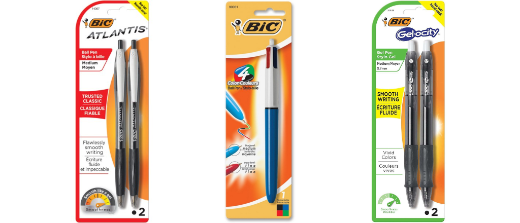 BIC display of 4-Color Ball pen,Atlantis ball pen, Pen Gelocity Black