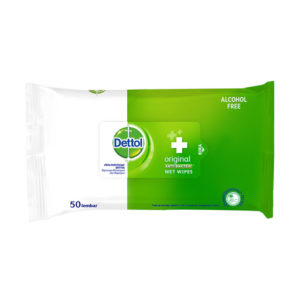Dettol Original Anti-Bakteri Alcohol free Wet Wipes 50s(Green)