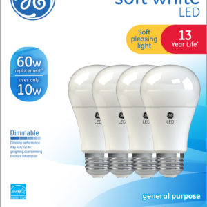 Philips LED 60W Replacement 10 W LED Soft White light Bulbs Dimmable- 4 Pack