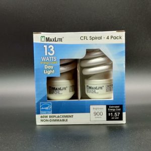 Maxlite 60W Non-Dimmable Day Light CFL Bulbs - 4 Pack