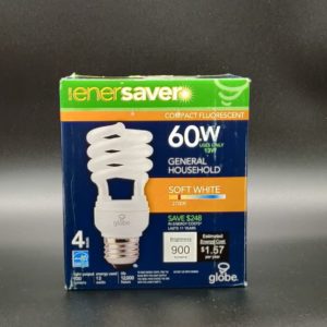 Globe Enersave CFL Spiral 60W Replacement 13W Usage Soft White Light Bulbs - 4 pack