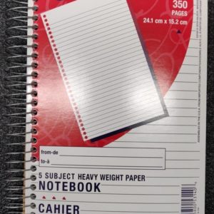 NOTEBOOK 5-SUBJECT/350SHTS-HILROY