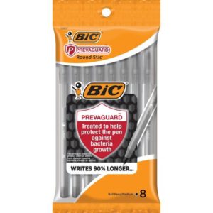 Bic Prevaguard Round Stic Black Ball Pen - 8 Count