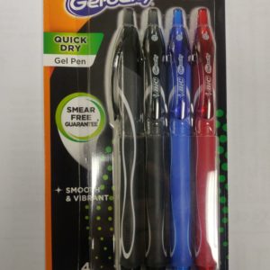 Bic Gelocity Quick Dry 0.7mm Medium 4 Pack Pens