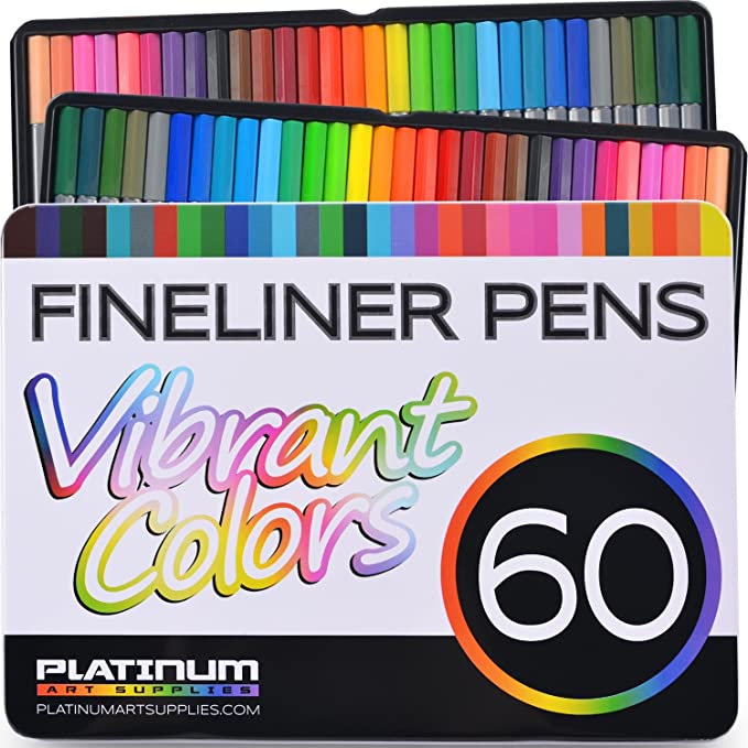 Vibrant Colours Fine Liners Pens - 60 Count