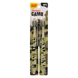 Plackers Camo Soft Toothbrush for Kids - 2 Pack
