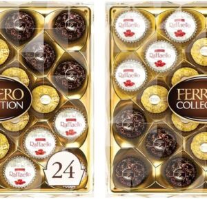 Ferrero Collection, 24 Count, Premium Gourmet Assorted Hazelnut Milk Chocolate, Dark Chocolate and Coconut, Mother's Day Gift, 9.1 oz (Pack of 2)