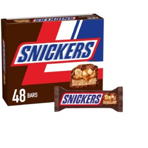 Snickers Single Bar Chocolate Candy, 48 bars of 1.86oz each