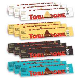 Toblerone Chocolate Variety Pack (Milk Chocolate, Dark Chocolate, White Chocolate, & Milk Chocolate with Salted Caramelized Almonds), 12 - 3.52 oz Bars